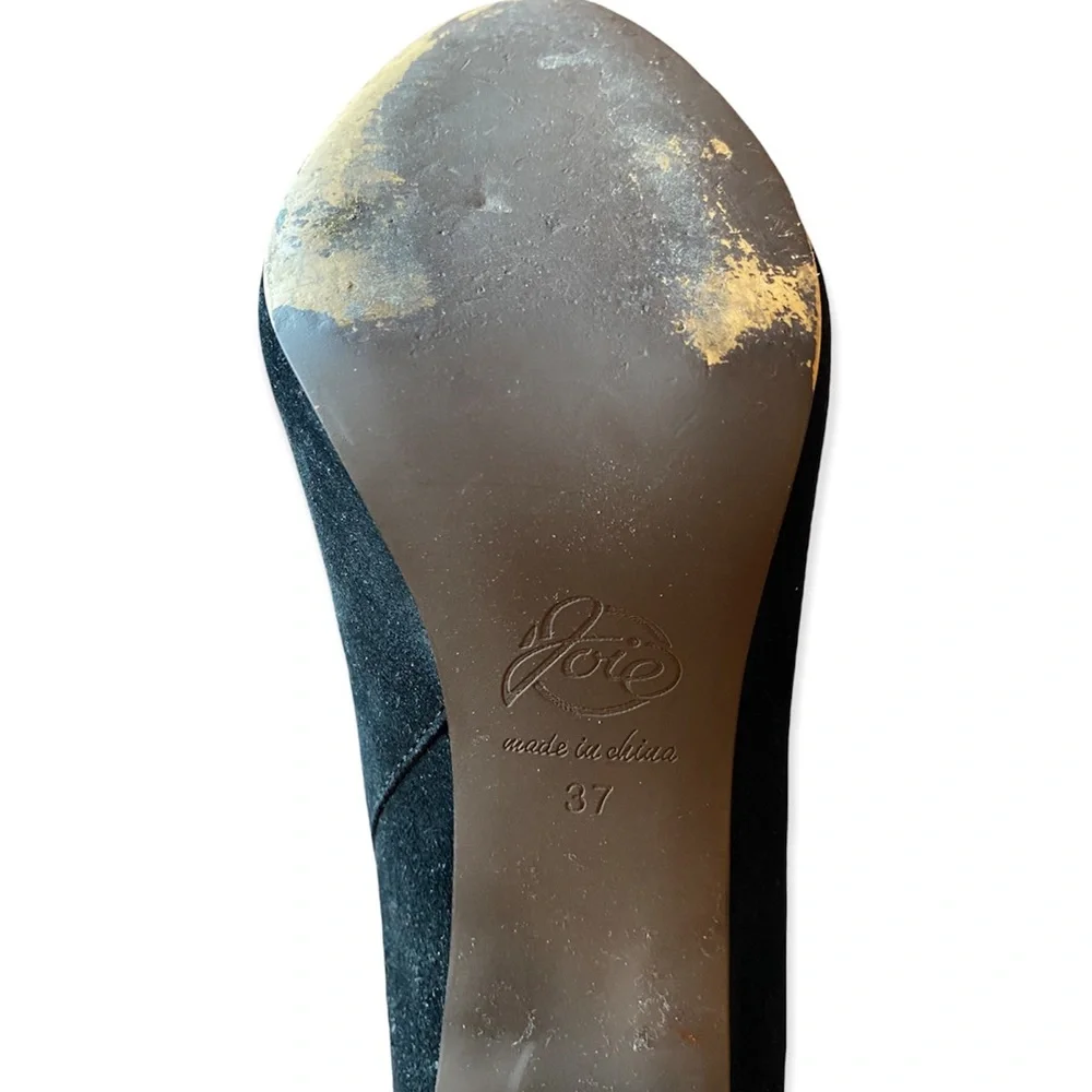 Joie Caviar Black Suede Tall Heeled Boots With Stitching… - Picture 10 of 11